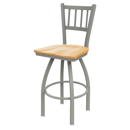 Holland Bar Stool Co 30" Swivel Bar Stool, Nickel Finish, Nat Oak Seat 81030ANNatOak